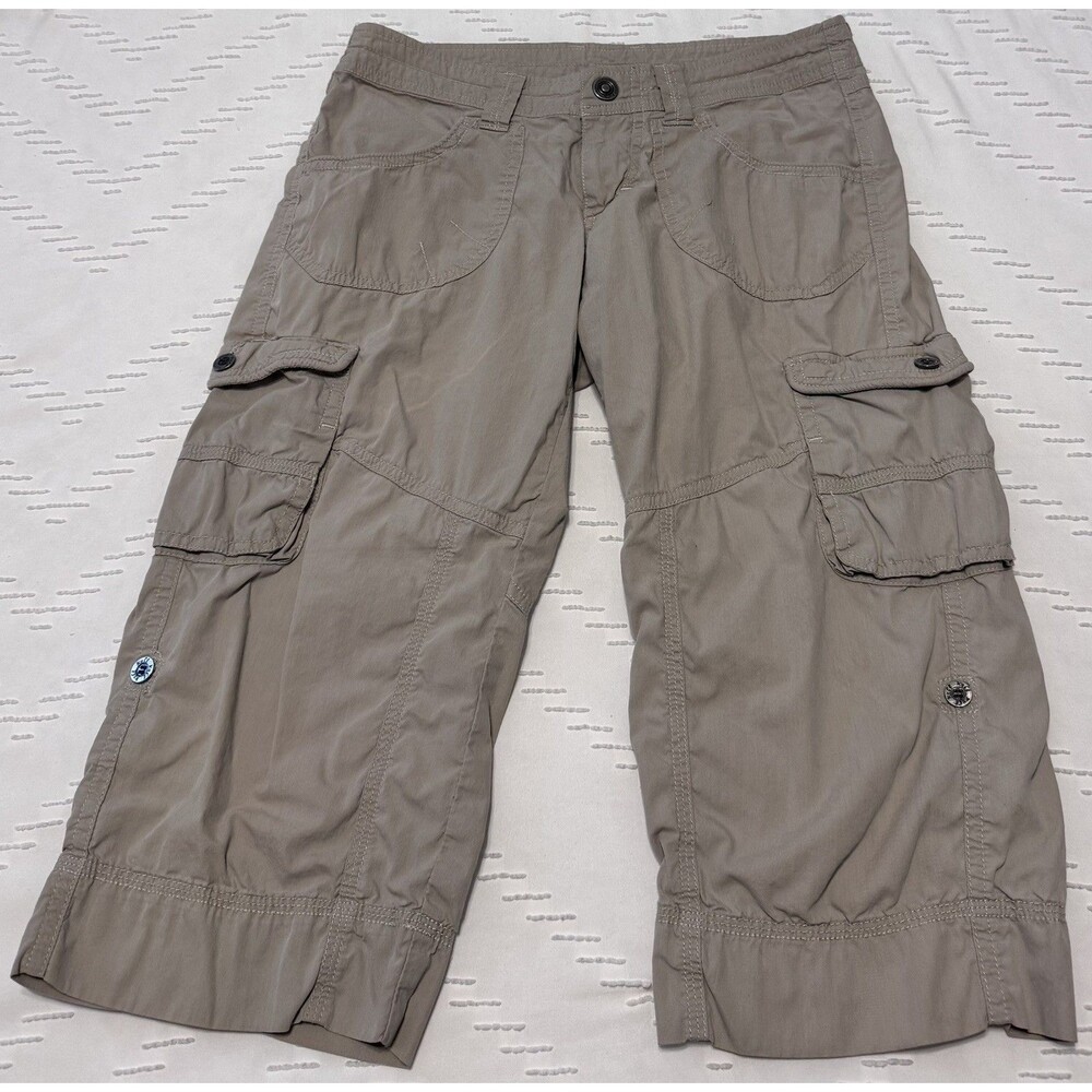 Kuhl Cargo Capri Pants Women’s 2 Khaki Hiking Outdoors Roll Up Gorpcore